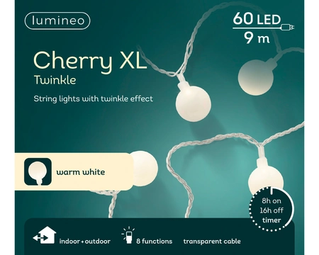 LED Cherry 8 Twinkle  Transparent/Warm White 900cm-60L - image 1