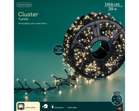 LED Cluster Lights  8 FTwinkle  Green/Warm White 2000cm-1416L - image 1