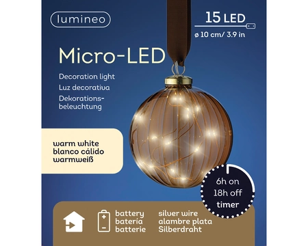 Micro LED Ball Steady BO Indoor Brown/Warm White Dia10cm-15L - image 1