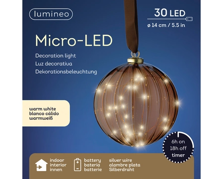 Micro LED Ball Steady BO Indoor Brown/Warm White Dia14cm-30L - image 1