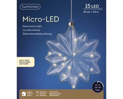 Micro LED Flower Steady BO Indoor Clear/Warm White Dia19-L8cm-15L - image 1