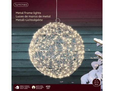 Micro LED Frame Metal Ball  Silver/Warm White Dia28cm-400L - image 1