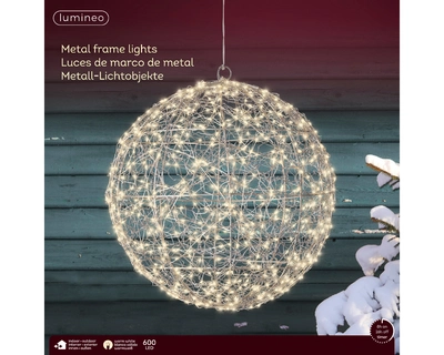 Micro LED Frame Metal Ball  Silver/Warm White Dia38cm-600L - image 1