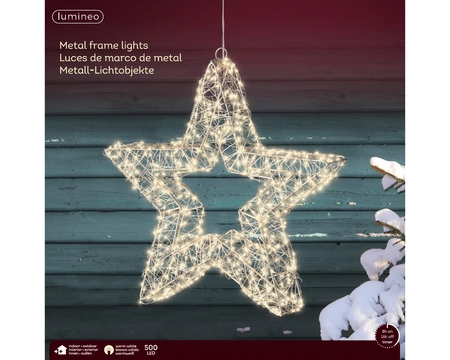 Micro LED Frame Metal Star  Silver/Warm White L7-W38-H38cm-500L - image 1