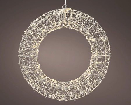 Micro LED Frame Metal Wreath  Silver/Warm White L7-W38-H38cm-500L - image 2