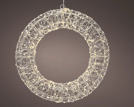 Micro LED Frame Metal Wreath  Silver/Warm White L7-W58-H58cm-720L - image 2