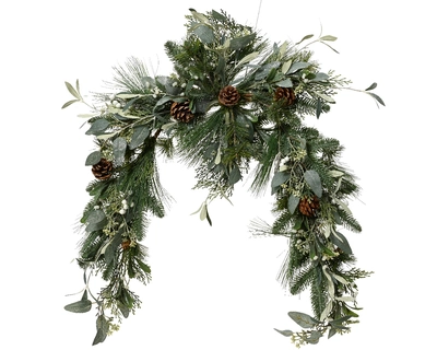 Modern garland glitter pinecones-eucalyptus indoor 120cm