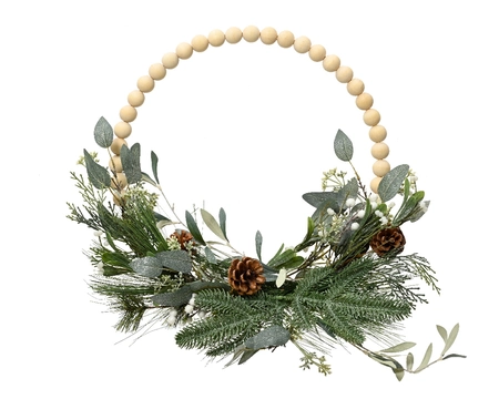 Modern wreath glitter wooden balls- pinecones-eucalyptus indoor 40cm - image 1