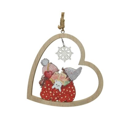 MWL Heart Mdf Kissing Couple L1-W14-H13Cm Natural/Trans