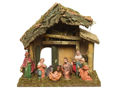 Nativity House Natural 8 Poly Figures 10cm L27-H26cm