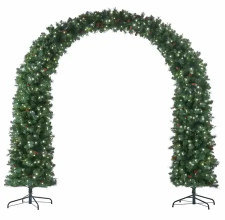 Plush Pine Arch - 8.5Ft X 9.9Ft  800 Warm White / Multi Prelit & Foot Pedal - image 1