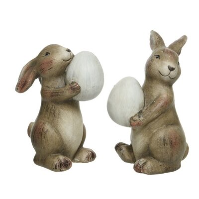 Rabbit Terracotta Matt With Egg H15.00cm Brown