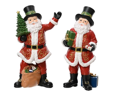 Santa Polyresin Santa Tree-Gifts 2Ass Red H18cm