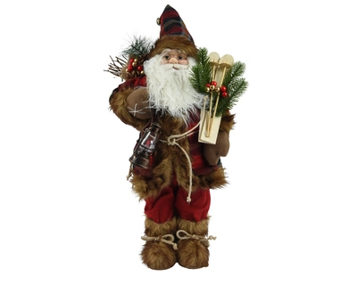 Santa Red Coat In Check Pattern With Christmas Hat Christmas Red H60cm