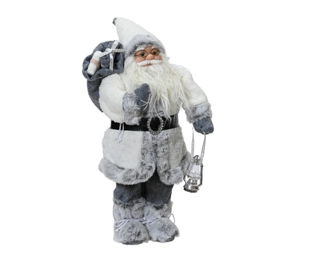 Santa White Coat With Christmas Hat With Gift Bag- SH45cm