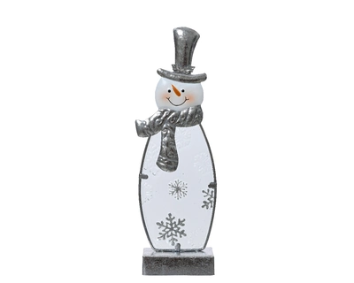 Snowman glass silver glitter metal frame- snowflake H32cm