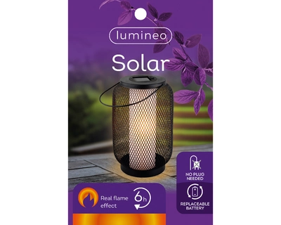 Solar Lantern Metal Fire Flame Effect H24.00cm-1L black - image 3