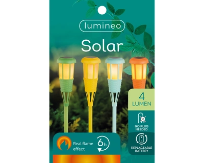 Solar Torch Plastic Fire Flame Effect 4Col  H61.00cm-12L asst./flame - image 3