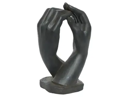 Statue Polymagnesium Hands Smooth Outdoor Anthracite/Silver H.43Cm