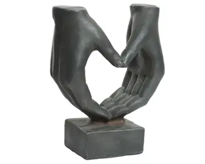 Statue Polymagnesium Heart Outdoor Anthracite/Silver H.37Cm
