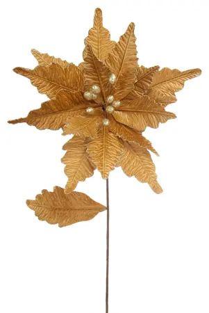 STC 85Cm Gold Velvet Poinsettia Stem