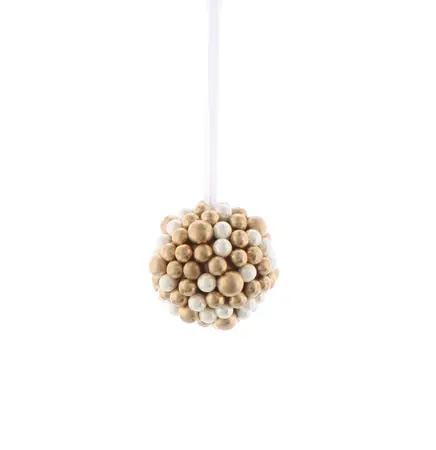 STC 8Cm Gold And White Berry Cluster Ball