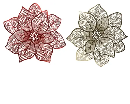 Placemat Pu Leather Poinsettia Dia44cm