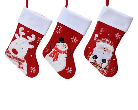 Stocking Stitching Snowflake Red/White H40cm