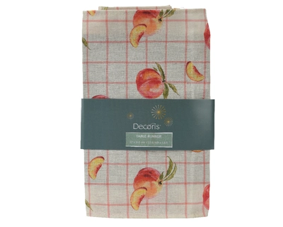 Tablerunner Polyester Cotton Check With Peach L140.00-W32.00 - image 1