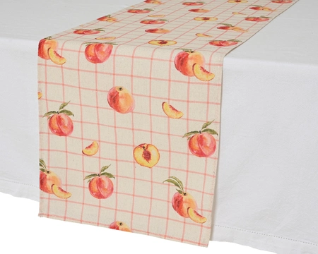 Tablerunner Polyester Cotton Check With Peach L140.00-W32.00 - image 2