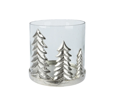 Tealightholder Aluminium Christmas Trees Silver H16.50cm