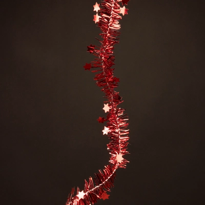 Tinsel Garland Pet Shiny Stars Christmas Red H700cm - image 4