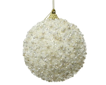 WJ Bauble Foam Beads Dia8Cm Wool White