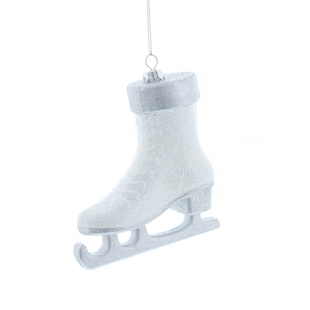 WM 10cm hanging white/silver glitter skate