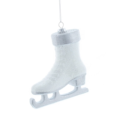 WM 10cm hanging white/silver glitter skate