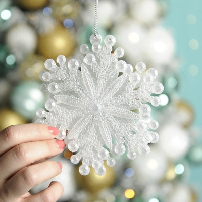 WM 13cm white glitter snowflake - image 2