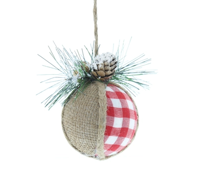 WM 8cm hanging red and white gingham ball