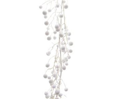 WM Garland Nylon- Pe Snowballs- Glitters White